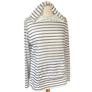 Quba & Co British Nautical Stripe Knit Hoodie Burnout Sailor Fishermancore-L/XL